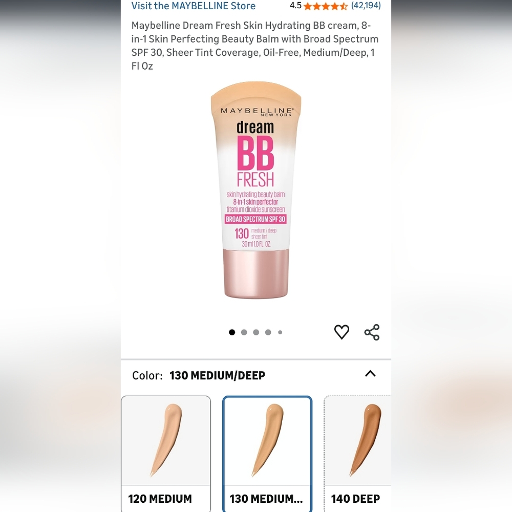 BUNDLE, 2 Pack Maybelline Dream BB Fresh, Medium/deep, Spf 30